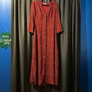 Dark red printed maxi dress